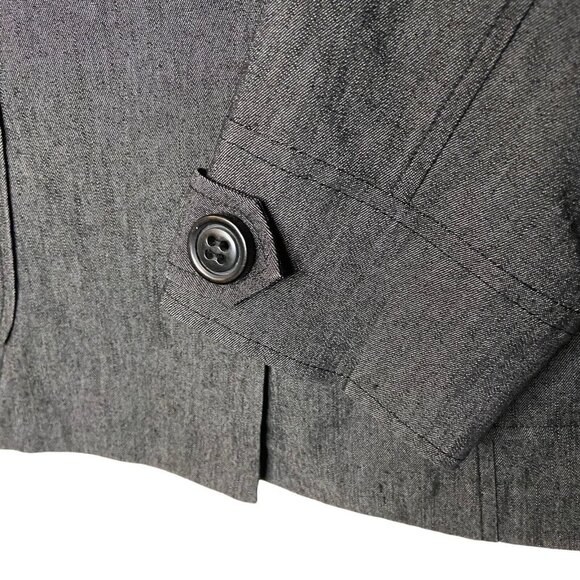 Sandro Jacket Women S Chambray Denim Gray Stretch Double Breasted Empire‎ Waist - Picture 4 of 7